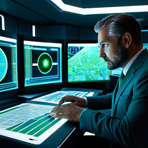 Home 14 A focused professional game strategist, a man in a crisp, modest business suit, sitting at a control desk in a futuristic command center. Holographic displays float around him, showing intricate strategic maps, complex data visualizations, and abstract game metrics. His expression is thoughtful and analytical, capturing the essence of deep understanding and meticulous planning. The scene is illuminated by soft, ambient blue and green lights reflecting from the screens. Professional photography, high detail, volumetric lighting, realistic rendering, fully clothed, appropriate attire, safe for work, perfect anatomy, correct proportions, natural pose, well-formed hands, proper finger count, natural body proportions, professional dress, appropriate content, family-friendly.