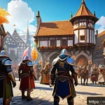 Home 19 콜오브드래곤즈 한정 스킨 얻는 법 - A dynamic scene of a fantasy MMORPG seasonal event featuring diverse characters in detailed armor an...