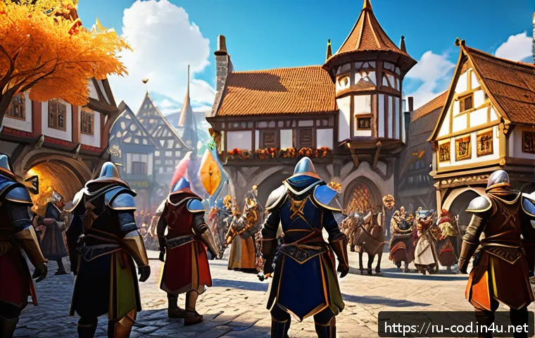 콜오브드래곤즈 한정 스킨 얻는 법 - A dynamic scene of a fantasy MMORPG seasonal event featuring diverse characters in detailed armor an...